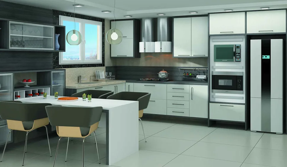 Cozinha planejada com ilha central